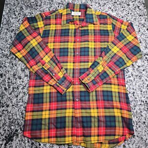 Viyella Cotton Wool Blend Plaid Check Button Down Shirt Men’s Medium